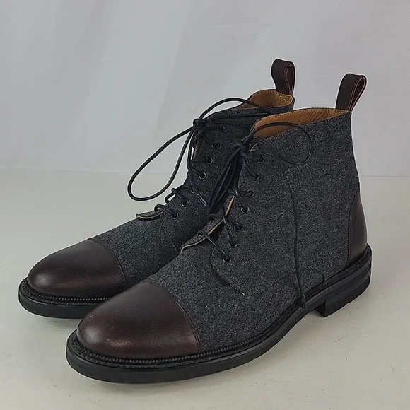 TAFT The Jack Cap Toe Boot In Grey/Oxblood Wool/Leather Men's - Picture 7 of 16